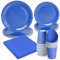 PARTY GO 96PCS Stoviglie per Feste Decorazione Compleanno Della Stoviglie per 24 Ospiti Include con Piatti Carta usa e Getta Bicchieri di Carta Tovaglioli Morandi Blu