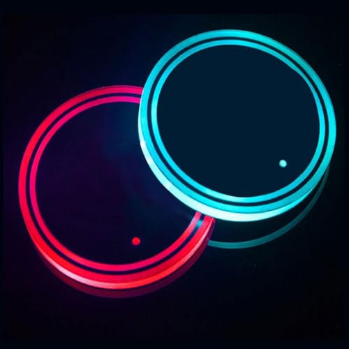Flintronic 4 Pcs LED Car Coasters, LED Cup Holder Lights,Luminescent Cup Holders with 7 Colors, USB Charging Car Cup Holder Car Accessories Interior Decoration Lights for All Car Models Men Women