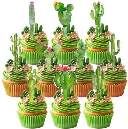 40 Stück Kaktus-Cupcake-Topper