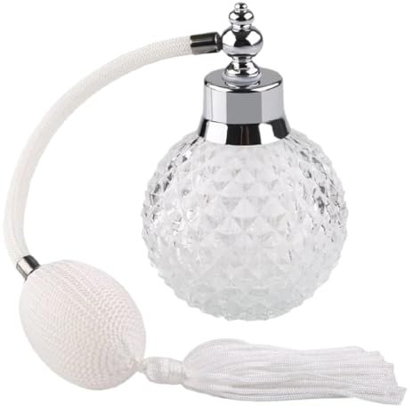 BOJHGO Botellas De Perfume Vintage Botella de Perfume de Cristal Vintage Blanca de 100 ml, atomizador en Aerosol Largo, Regalo de Dama de Vidrio Recargable
