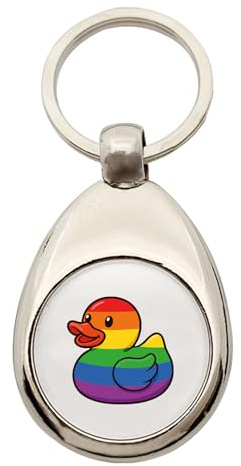 Huuraa Schlüsselanhänger Quietscheente LGBTQ Pride Comic Gummiente Geschenk | Einkaufswagenchip Geschenkidee Motiv Anhänger für Frauen und Männer