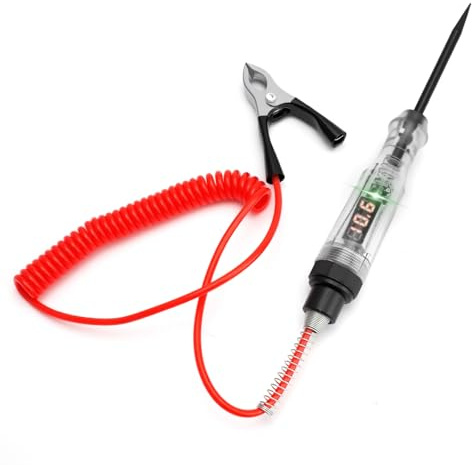 TNSLAND Tester di Tensione 4-120V DC Batteria Auto Tester per Circuiti Corrente con Indicatore Digitale LED Filo A Molla E Morsetto A Coccodrillo per Moto Auto