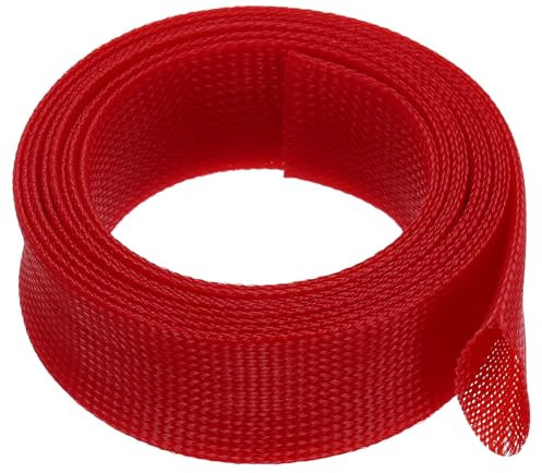 uxcell Expandable Sleeving,2 3/4-inch 10ft Cable Sleeve, Red