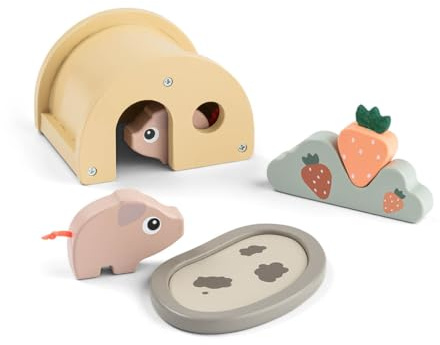 Done by Deer Tiny Farm Spielset Pigee – Colour Mix | Holzspielzeug Bauernhof für Kinder ab 2 Jahren | Montessori Lernspielzeug aus Holz | Fördert Fantasie, Sprache & Feinmotorik | Nachhaltig & Sicher