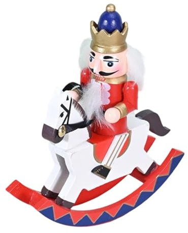 Gitohoni Nussknacker Figur Als Dekofigur Und Holzhandwerk Weihnachtsdekoration Als Tischmittelstück auf Schaukelpferd Detailreich Aus Holz Gefertigt für Eine, Rot