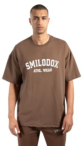 SMILODOX Herren T-Shirt Kayson - Locker geschnittenes Oversize Shirt mit Retro Frontprint, bequemem Rundhalsausschnitt und weichem Material für modernen Streetwear Look