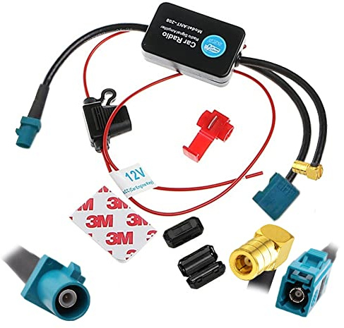 A83 12V Auto Antennenverstärker FM AM DAB+ Fakra auf SMB für KFZ Radio | Verbessert den Empfang von FM-, AM- und DAB+ Radiosignalen. Fakra auf SMB Adapter für 12V KFZ-Radios, einfache Installation.