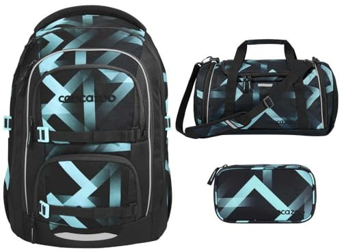 Southbag coocazoo Porter Schulrucksack-Set 3tlg inkl. Sporttasche und Schlamperbox (Laser Lights V2)