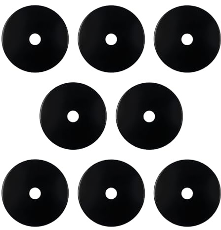 MOROBOR Cabinet Knob Backplate, 8 Pcs Black Round Backplate Washers Cabinet Hardware Knob Backplates Thick Round Wide Base for Bi-Fold Closet Door Dresser Drawer Pulls Handles/2.36 Inch