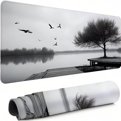 Tapis de Souris Gamer Gris Tapis Souris XXL 1200 x 600 mm, sous Main Bureauavec Bords Cousus, Arbre Mouse Pad avec Caoutchouc Antidérapant, pour Le Bureau Et La Maison, Cadeaux pour Hommes C-5621