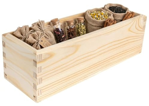 Creative Deco Aufbewahrungsbox Holzkiste ohne Deckel 30 x 10 x 9 cm Holzbox | aus Kiefernholz | Schubladen Organizer Für Kleinutensilien Make up, Schmuck, Stifte, Bürobedarf