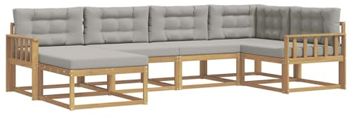 vidaXL Outdoor-Sofagarnitur 5 pcs Weiß und Hellgrau Polyester, Patio-Sofa, Moderne Outdoor-Sitzgruppe, langlebige Gartenmöbel, wetterfest für die Lounge im Garten