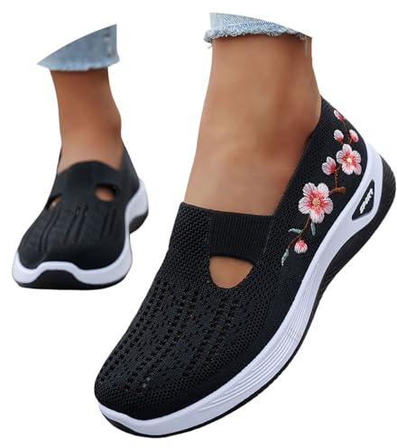 Chaussure Orthopédique Femme Été Baskets Légère Respirante Basket Ballerines Antidérapante Marche Enfiler Sans Lacet Sneakers Chic Fitness Slip on Confort Basquette Course Travail