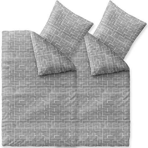aqua-textil Trend Bettwäsche 155x220 cm 4tlg. Baumwolle Bettbezug Malou Kariert Grau Weiß