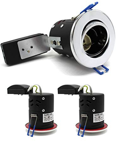 sanlumia 2 X LED Fire Rated Downlight Can GU10 Recessed Ceiling Twist & Lock Interchangeable Tilted Downlight IP20 Chrome