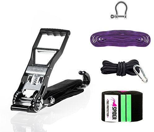 SPIDER SLACKLINE TAS02 - Hummer Kit SR - 1x Hummer Power Ratsche-Slow Release, 1x Sling 1T 3M, 1x 1,5T 12mm Schäkel, 2X Tree Protection XL, 1x Backup kit.