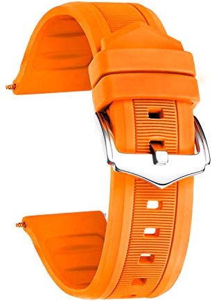 BINLUN Silikon Kautschuk Uhrenarmbänder 12mm-28mm Sportlich und Atmungsaktiv Ersatzarmband Flexibel Bequem für Herren & Damen(Orange,24mm)