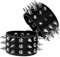 MILAKOO 2 Stk. Schwarz Armband Manschettengürtel Armband Armreif Leder Seil Schwarz Punk Rock Armband 6-8 