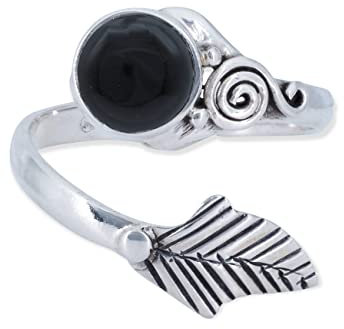 Ring 925 Silber Onyx schwarzer Stein größenverstellbar Edelstein echt Silber Damen Sterling Silber Geschenk (MRV-149-03)