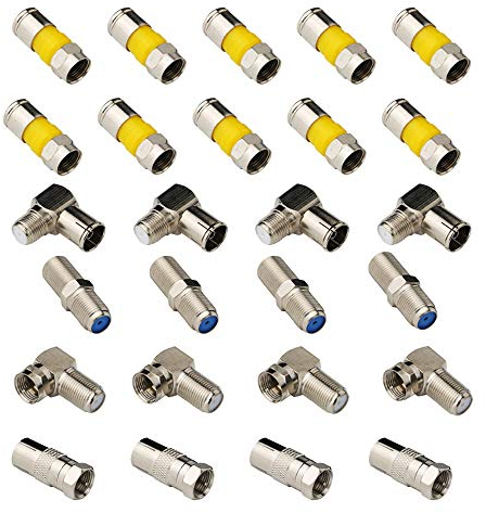 CESFONJER Câble Coaxial Adaptateur Kit, Compression de Connecteurs (10pcs) FC-026 - Adaptateur (4pcs) fc-020 Adaptateur (4pcs) F-F Femelle-Femelle (4pcs) F Mâle vers Femelle (4pcs)