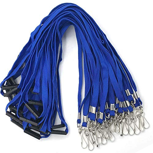 Bird Fiy Lanyards Blue Lanyards Neck Flat Premium Breakaway Badge Lanyard with J-Hook for ID Nametag Badge Holder (Blue, 25 PCS)