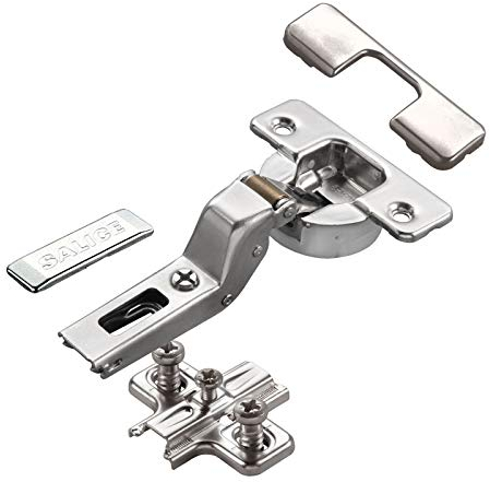 2 x Salice Topfband Serie 700 mit Dämpfer im Topf 110° Bohrbild T45 Innenanschlag inkl. Kreuz-Montageplatte Höhe 3 mm mit Euroschrauben, Langlochverstellung, Abdeckkappen Topfscharnier von SO-TECH®