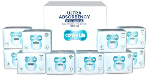 Comfy Life Premium Adult Incontinence Pull Up Diaper Pants 12 Pack High Absorbency (Multi-Pack Large 120 Pants)