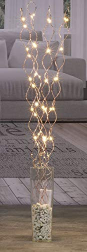 LED Lichterzweige mit Batterie 90 cm - Dekozweige mit 40 LEDs - Lichterkette Leuchtzweig Beleuchtung, kupfer