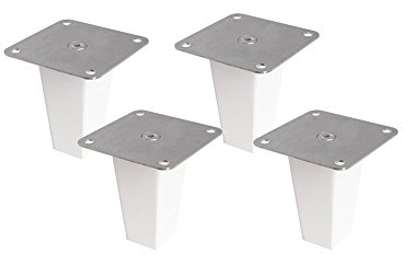 Superelch New Swedish Design 4er-Set Ivar Regal Möbelfüße weiß/Möbelbeine für Ivar Schrank/Holzfüße aus Massivholz Buche mit Montageplatte & Schrauben/Pyramid/Höhe 10 cm