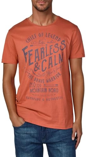 riverso Tshirt Herren Baumwolle Regular Fit RIVLeon Rundhals Kurzarm Sommer Tee Shirt Print, Größe:XXL, Farbe:Orange (HJD)