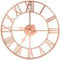 Rufei Vintage Metal Rose gold Roman Silent Iron Wall Clock for Kitchen Living Room Bathroom Hotel Bar Office Decor 40cm.