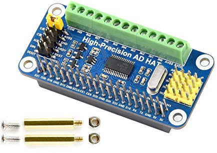High-Precision AD HAT Compatible with Raspberry Pi 4B/3B+/3B/2B/Zero/W/Zero WH, Jetson Nano Expansion Board with ADS1263 10-CH 32-bit High Precision ADC 24-bit Auxiliary ADC