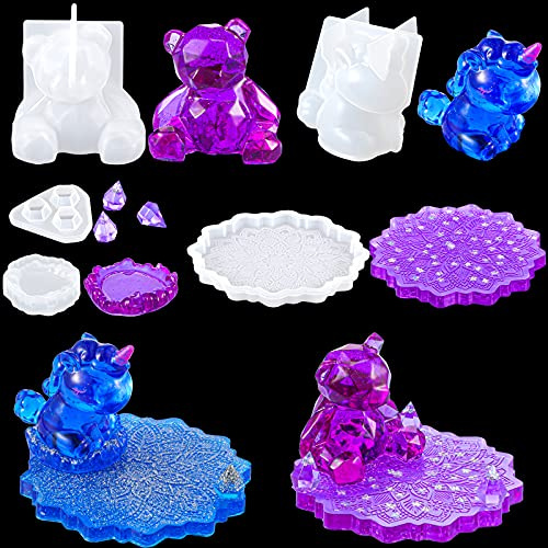 Unicorn & Bear Animal Resin Silicone Mould Cell Phone Stand - DIY Craft Bracket for Various Mobile Phones