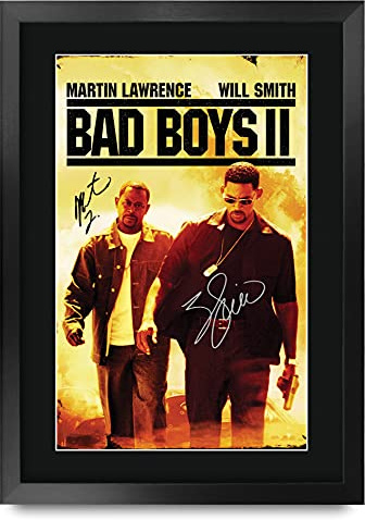HWC Trading FR A3 Bad Boys 2 Will Smith, Martin Lawrence Gifts gedrucktes Poster, signiertes Autogrammbild für Film-Erinnerungsstücke, A3, gerahmt