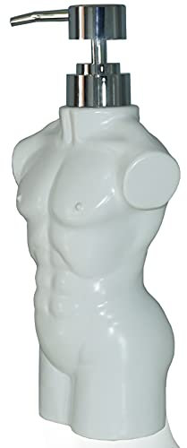 CAAHANJIA Keramik-Seifenspender für Jungen, nachfüllbar, Flüssigseifenspender für Bad oder Küche (weiß)