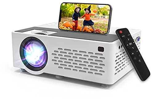 Aokang 1080P Full HD Mini Beamer Unterstützt, Tragbarer Outdoor Film Projektor Kompatibel mit Smartphone, TV Stick, PS4 und X-Box, PC, Smartphone/Tablet, USB TF, Weiß
