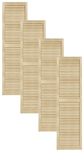 Lamellentüren Holz 4er Pack 444x1700 mm | Holztür aus massiver Kiefer mit fühlbarer Struktur | Möbelfronten für kreative Renovierung | Lamellentür für Schrank oder Garderobe | Natur