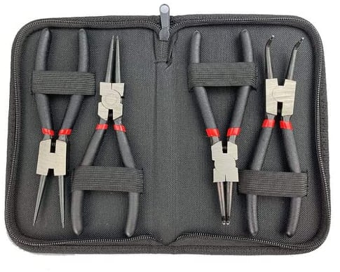 Emsmil 4 TLG 150mm Sprengringzangen Sicherungsringzangen Set Gebogen Gerade 6 Zoll Seegeringzange für Außensicherungsringe und Innensicherungsringe Rutschhemmend Sicherungszange