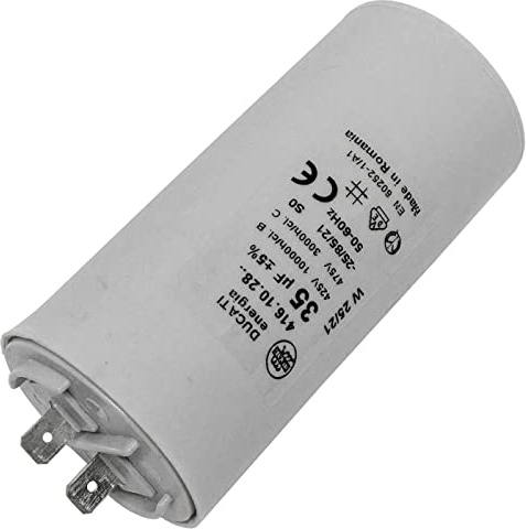 Lumonic Condensateur de démarrage 416.10.28 A [incl. fiche 6,3x0,8mm] | Condensateur moteur 35µF 425V 45x92mm I Condensateur dans boîtier plastique is