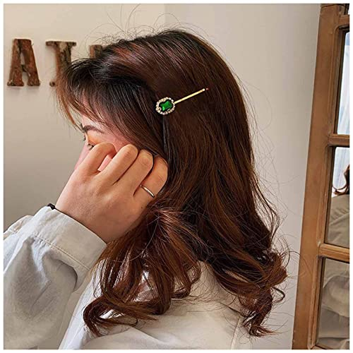 Cimenexe Bohemian Smaragd Haarspange Grün Kristall Haarnadeln Clips Gepflasterte Cz Haarspange Strass Haarspange Kopfclip Vintage Haarnadeln Kopfbedeckung Dekorative Bobby Pins Gold Haarschmuck