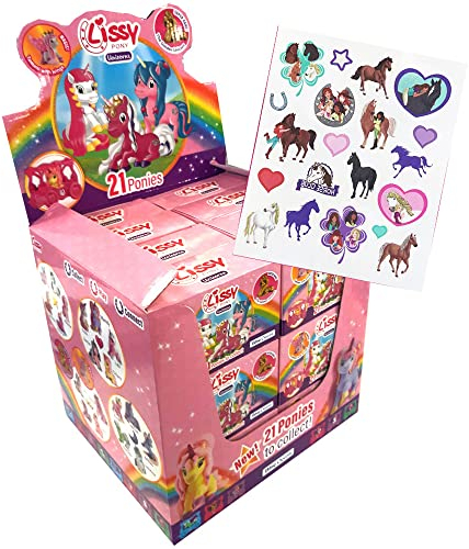 collect-it.de MY HOME OF CARDS + TOYS Lissy Pony Unicorn Serie 2 Einhorn mit Kutsche - Sammelfiguren - 1 Display (24 Stück) + 20 Hors Club Tattoos