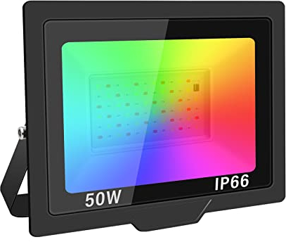 SKYWORLD LED Strahler Außen, 50W RGB Fluter mit Fernbedienung, LED Flutlichtstrahler Scheinwerfer mit 16 Farben 4 Modi, Wasserdicht für Aussen Innen Garten Baum Landschaft Stimmungslicht