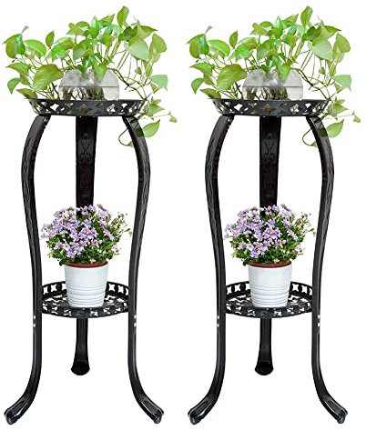 Cre Cra Soporte para plantas interior,soporte de flores Negro,estante plantas exterior,estantería macetas Blanco,estantería macetas jardin,soporte maceta,estanterias para plantas de interior