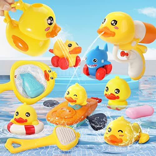 12 Piezas Juguetes de Bañera y Piscina para Bebés 1-6 Años, Juguetes de Agua para Niños y Niñas