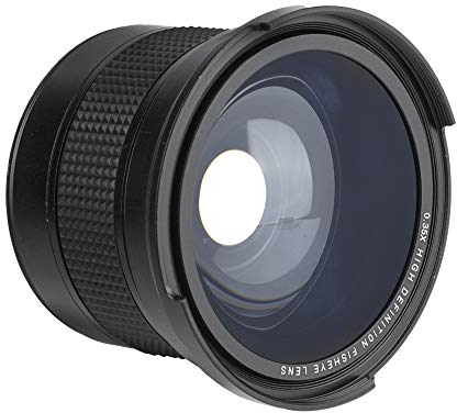 KIMISS Weitwinkelobjektiv, 58 Mm 0,35 X Fischaugen-Superweitwinkelobjektiv für SLR-DSLR-Kamera, Schwarz