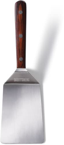 SKOTTSBERG Stainless Steel Spatula - 28 cm with Wooden Handle - Heat Resistant & Rustproof - for Carbon Steel & Cast Iron Pans