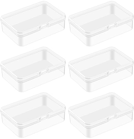 Mozeat Lens 6 Stück Plastikbox mit Deckel Kleine Aufbewahrungsbox Transparent Mini Leere Boxen Bastelzubehör Kunststoff Sortierbox für Kleine Perlen Schmuck Schrauben