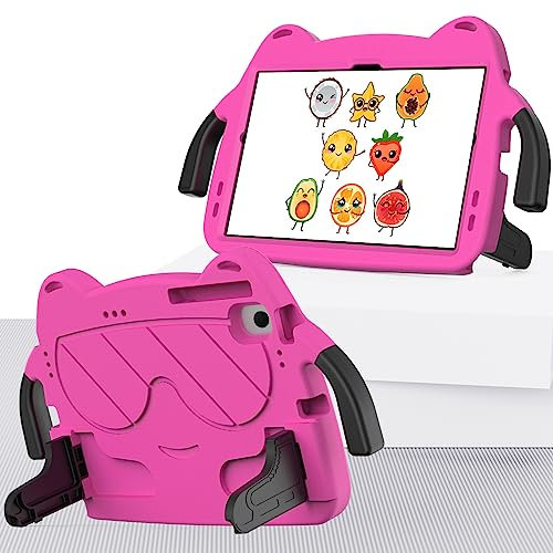 for Nokia T20 10.36 inch (2021) Kids Case,Lightweight EVA+PC Kid Friendly Shockproof Stand Protective Case, with Handle + Shoulder Strap(Rose Red)