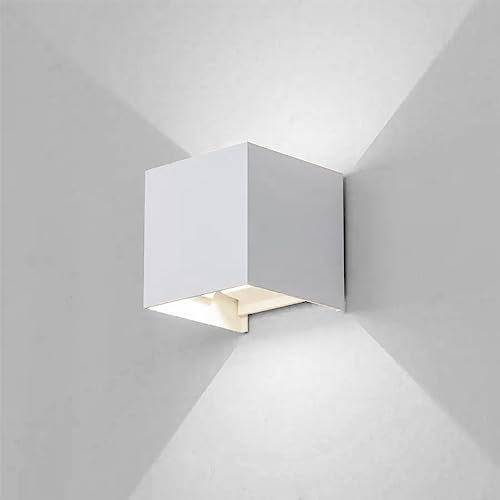 MOKEKA Applique LED da Esterno 12W LED Lampada da Parete in Alluminio, IP65 Impermeabile - Ideale per Decorazioni Esterno e interno (Bianco, Luce Fredda-6500K)