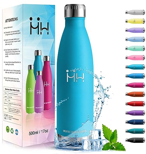 HoneyHolly Trinkflasche Edelstahl, Trinkflasche Kinder, 500ML BPA-frei, Thermosflasche, Wasserflasche Doppelwandig, Trinkflasche Kohlensäure Geeignet, Trinkflasche Sport für Fitness, Gym, Fahrrad